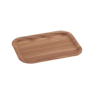 萬洋 木目樹脂カフェトレイ ナチュラル 中 63-1254-86 1個（直送品）