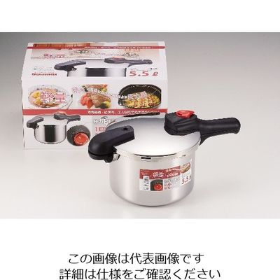 パール金属 節約クック ステンレス製圧力切替式片手圧力鍋 5.5L H-5437 1個 63-2752-81（直送品）