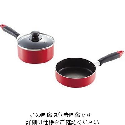 パール金属 コンパクト ふっ素加工IH対応ガラス蓋付フライパン 鍋 セット16cm HB-2185 1箱 63-2760-33（直送品）