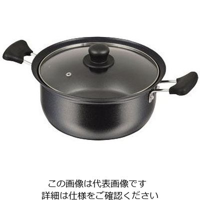 パール金属 バブシャッター ふっ素加工IH対応ガラス蓋付両手鍋 22cm HB-2874 1個 63-2762-96（直送品）