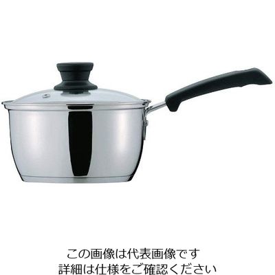 パール金属 クラッセ 3層底ガラス蓋付片手鍋 16cm(内面ふっ素加工) HB-3414 1個 63-2765-53（直送品）