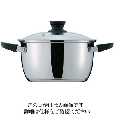 パール金属 クラッセ 3層底ガラス蓋付両手鍋 22cm(内面ふっ素加工) HB-3417 1個 63-2765-56（直送品）