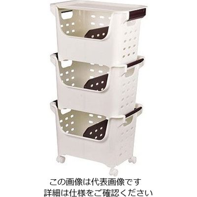 パール金属 やさいストッカー3個組キャスター・フタ付 HB-636 1箱(3個) 63-2766-50（直送品）