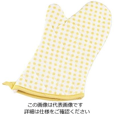 遠藤商事 チェック布製オーブンミット(左右1組) イエロー 63-5697-41 1個（直送品）
