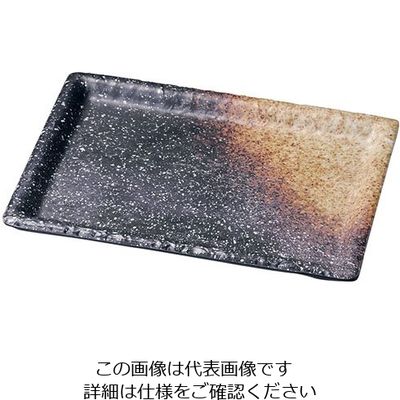 遠藤商事 メラミン 耐熱渕付巾広長角皿 黒備前 63-5716-33 1個（直送品）