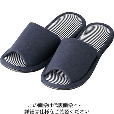 アズワン ボーダーニット LLサイズ スリッパ ネイビー 63-5720-35 1足（直送品）
