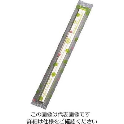 原田 白揚8寸OPP完封箸 緑水玉柄 楊枝入 3000膳入 63-5722-66 1セット(3000膳)（直送品）