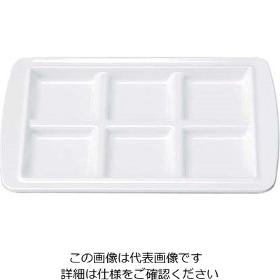 若泉漆器 バイキングプレート 6ブロック 白 63-7200-48 1個（直送品）