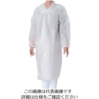 メディテックジャパン 不織布 白衣(50枚入)マジックテープ付 白 S 63-7226-97 1枚(50枚)（直送品）