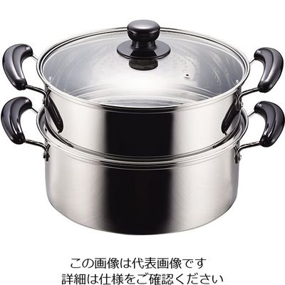 パール金属 NEWだんらん ステンレス製ガラス蓋付2段蒸し器 26cm H-5875 1個 63-7316-28（直送品）