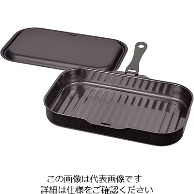 パール金属 ラクッキング 鉄製蓋・ハンドル付角型グリルパン ウェーブ 30×18cm HB-3995 1個 63-7316-53（直送品）