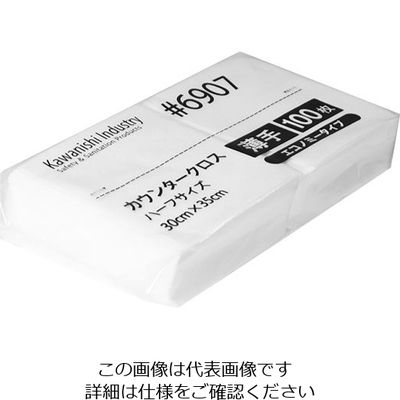 川西工業 カウンタークロスエコノミー薄手ハーフ 100枚入 ホワイト 6907 1パック(100枚) 63-7944-87（直送品）