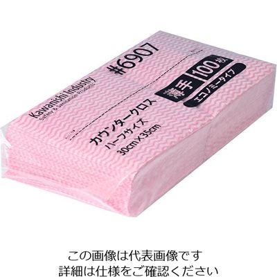 川西工業 カウンタークロスエコノミー薄手ハーフ 100枚入 ピンク 6907 1パック(100枚) 63-7944-90（直送品）