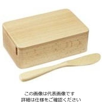 丸十 ブナ くりぬき バターケース バターナイフ付 V-102 1個 64-2536-77（直送品）