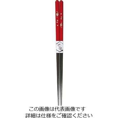 丸十 塗分箸 花きらり 22.5 赤 13Q02R 1個 64-2537-82（直送品）