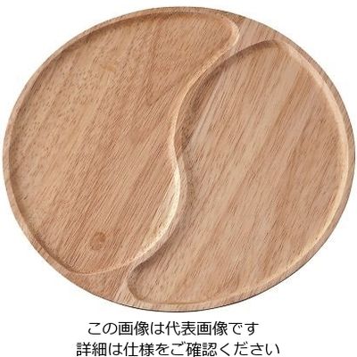 遠藤商事 木製プレート 2仕切 丸型 KU-0008 1個 64-4202-38（直送品）