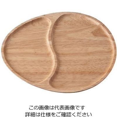 遠藤商事 木製プレート 2仕切 エッグ型 KU-0009 1個 64-4202-39（直送品）