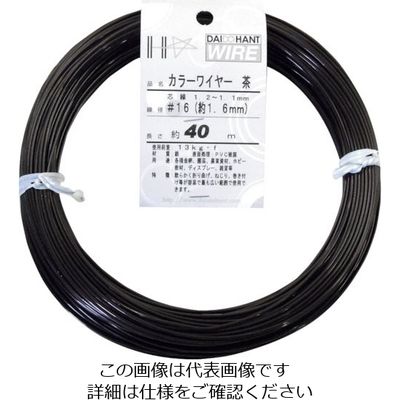 ダイドーハント DAIDОHANT カラーワイヤー 茶 #16(1.6mm)x40m 10155843 1巻 125-2146（直送品）