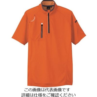 アイトス 半袖ハーフZIPシャツ(男女兼用) オレンジ M 10607-163-M 1着 143-8035（直送品）