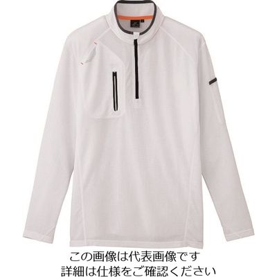 アイトス 長袖ハーフZIPシャツ(男女兼用) ホワイト M 10606-001-M 1着 144-5854（直送品）