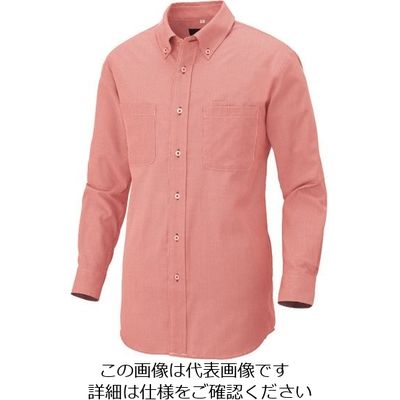 アイトス 長袖ボタンダウンシャツ(コードレーン)(男女兼用) レッド L 50401-109-L 1着 143-4896（直送品）