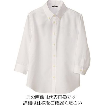 アイトス レディース七分袖ボタンダウンシャツ ホワイト M 8057-001-M 1着 143-9486（直送品）