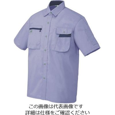 アイトス 半袖シャツ(男女兼用) ミストバイオレット×ネイビー 6L 5326-076-6L 1着 143-9332（直送品）