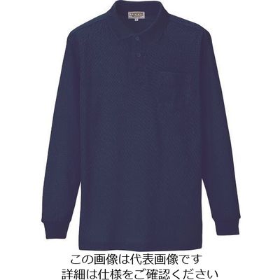 アイトス 長袖ポロシャツ(男女兼用) ネイビー 5L 7614-008-5L 1着 144-7299（直送品）