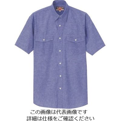 アイトス 半袖ダンガリーシャツ(男女兼用) ネイビー 5L 7612-008-5L 1着 144-5659（直送品）