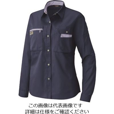 アイトス レディース長袖シャツ(薄地) ネイビー×ミストバイオレット 7 5329-008-7 1着 143-2974（直送品）