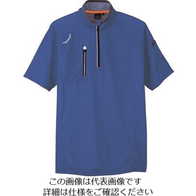 アイトス 半袖ハーフZIPシャツ(男女兼用) ロイヤルネイビー 5L 10607-006-5L 1着 144-4278（直送品）