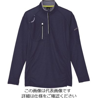 アイトス 長袖ハーフZIPシャツ(男女兼用) ネイビー M 10606-008-M 1着 144-5877（直送品）