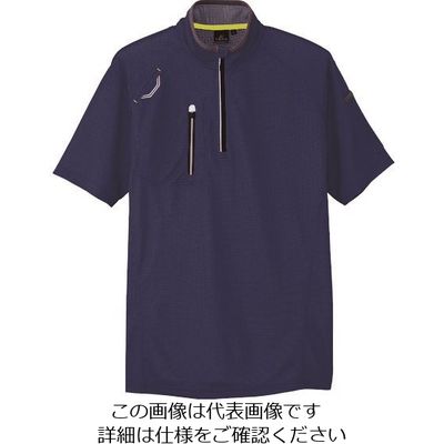 アイトス 半袖ハーフZIPシャツ(男女兼用) ネイビー 3L 10607-008-3L 1着 144-1173（直送品）