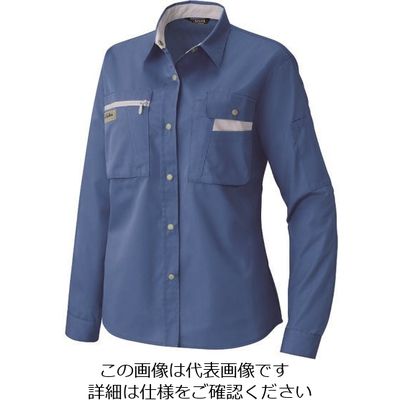 アイトス レディース長袖シャツ(薄地) ブルー×シルバーグレー 9 5329-006-9 1着 143-4556（直送品）