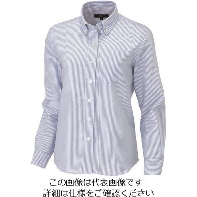 アイトス レディース長袖オックスボタンダウンシャツ サックスストライプ LL 7871-107-LL 1着 143-9445（直送品）