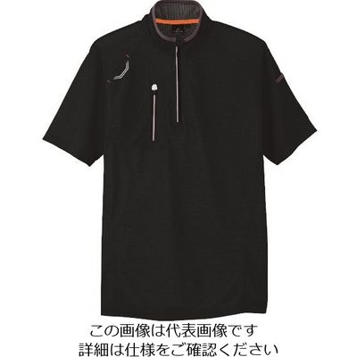 アイトス 半袖ハーフZIPシャツ(男女兼用) ブラック L 10607-010-L 1着 144-1182（直送品）