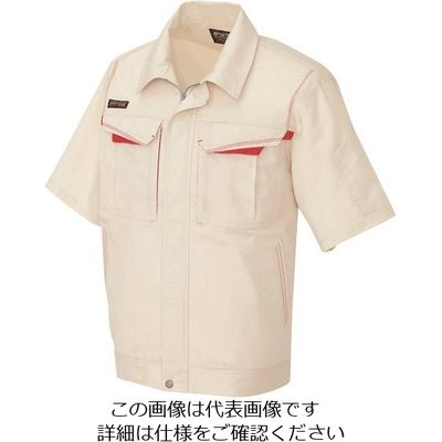 アイトス 半袖ブルゾン(男女兼用) ベージュ×ワインレッド 6L 5551-002-6L 1着 144-5460（直送品）