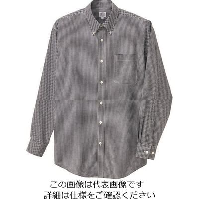 アイトス 長袖ギンガムチェックボタンダウンシャツ(男女兼用) ブラック 5L 7824-010-5L 1着 143-9407（直送品）