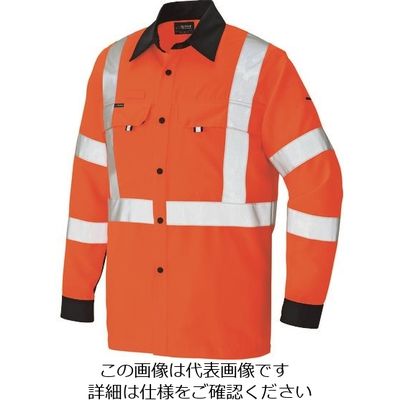 アイトス 長袖シャツ(男女兼用) ハイパーオレンジ×ネイビー 6L 2735-093-6L 1着 143-1391（直送品）