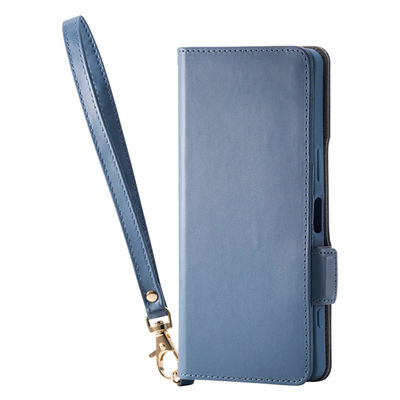 Xperia 1 VII ケース レザー 手帳型 ハンドストラップ付 ネイビー PM-X251PLFY4NV エレコム 1個（直送品）