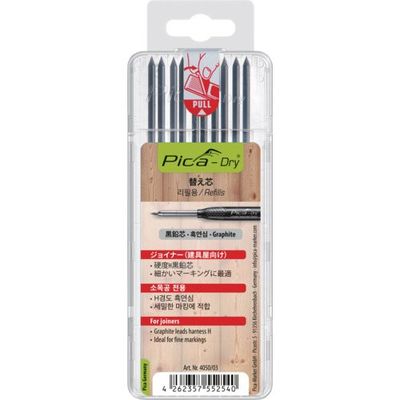 ピカマーカー 建築用シャープペンシル"Dry用替芯 10本入り 黒2H ブリスターパック 4050SB03 1パック(10本)（直送品）