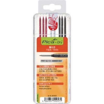 ピカマーカー 建築用シャープペンシル”Dry用サマーヒート耐熱替え芯 黒白赤 8本入り ブリスターパック 4070SB03 1パック(8本)（直送品）