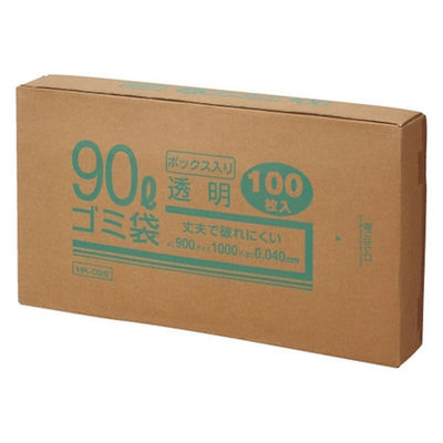 クラフトマン 90Lゴミ袋 透明 ボックス入 100枚　1箱（直送品）