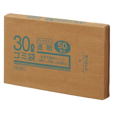 クラフトマン 30Lゴミ袋 透明 ボックス入 50枚　1箱（直送品）