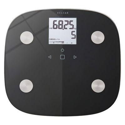 エレコム 体重計 体組成計 8項目測定 乗るだけ自動認識 ヘルスメーター ブラック EFS010BK 1個（直送品）