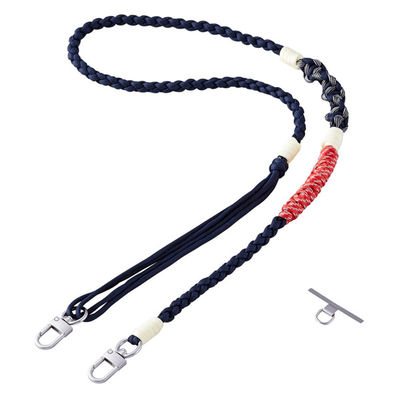 スマホストラップ 編みロープタイプ ショルダー 首掛け 長さ調整可 落下防止 ネイビー P-STSDH1KNNV エレコム 1個（直送品）