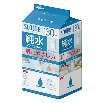日本製紙クレシア スコッティウェットティシュー純水詰替130S 76135 1パック（直送品）