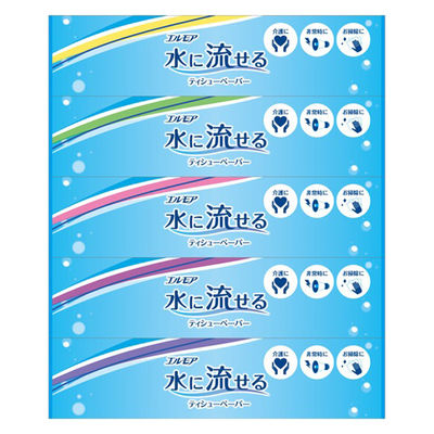 カミ商事 水に流せるティッシュペーパー160W5P 422701 1パック(5箱)（直送品）