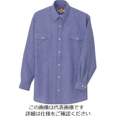 アイトス 長袖ダンガリーシャツ(男女兼用) ネイビー 5L 7610-008-5L 1着 143-1544（直送品）