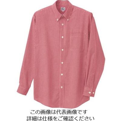 アイトス 長袖ギンガムチェックボタンダウンシャツ(男女兼用) レッド S 7824-009-S 1着 144-4247（直送品）